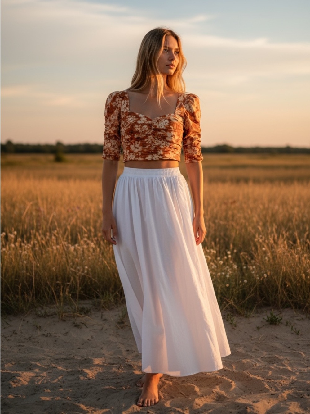 NWOT Zara Printed Ruched Crop Top in Orange Size Small